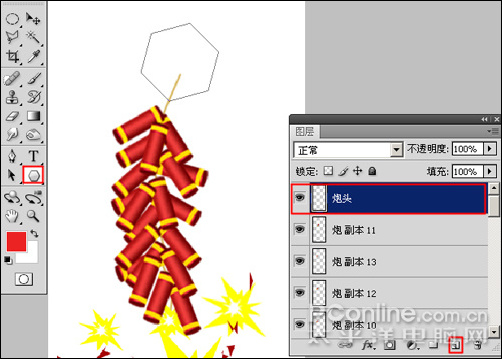 Photoshop CS4打造迎春炮竹