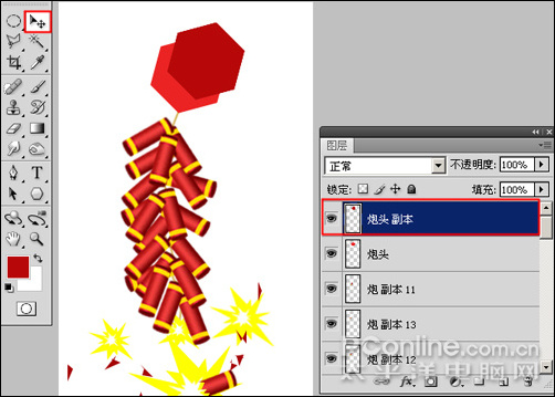 Photoshop CS4打造迎春炮竹