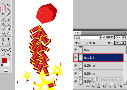 Photoshop CS4打造迎春炮竹